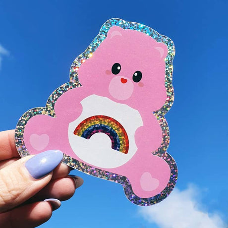 Glitter sticker Care bear Sending rainbows-Stickers-Studio Inktvis-Studio Inktvis