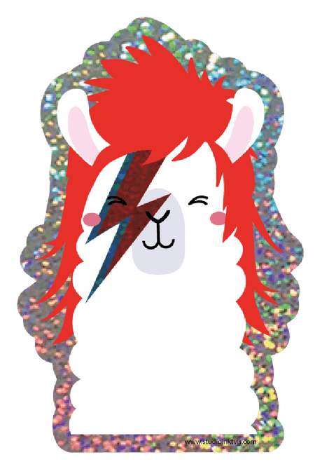 Glitter sticker David Bowie Ziggy Stardust lama-Stickers-Studio Inktvis-Studio Inktvis