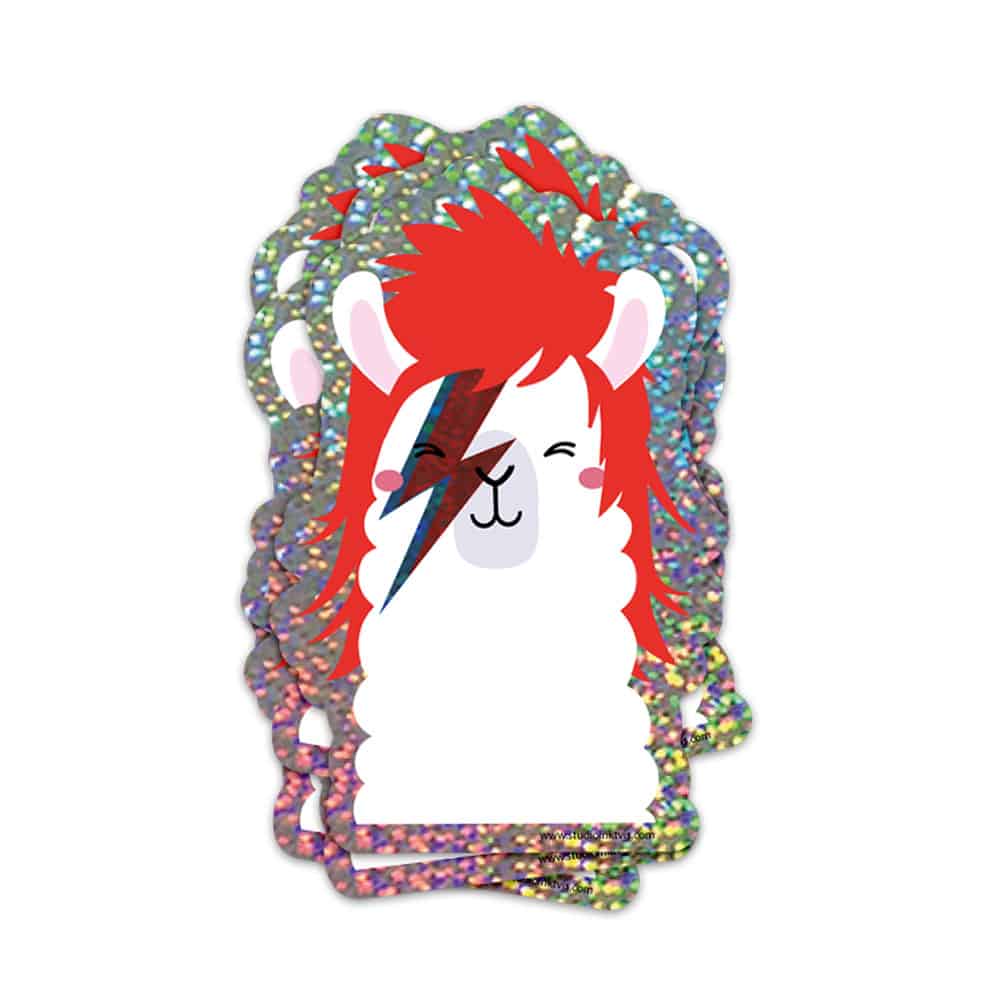 Glitter sticker David Bowie Ziggy Stardust lama-Stickers-Studio Inktvis-Studio Inktvis