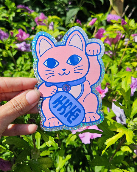 Glitter sticker Lucky cat Maneki Neko-Stickers-Studio Inktvis-Studio Inktvis