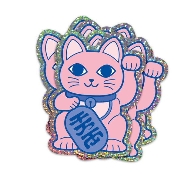 Glitter sticker Lucky cat Maneki Neko-Stickers-Studio Inktvis-Studio Inktvis