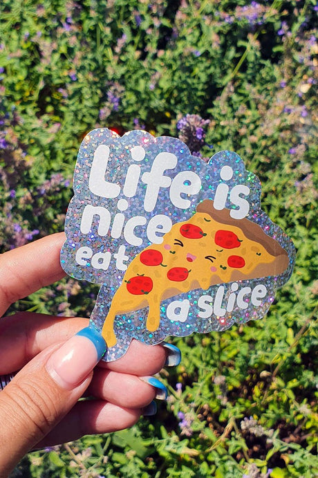 Glitter sticker Pizza Life is nice-Stickers-Studio Inktvis-Studio Inktvis