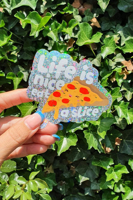 Glitter sticker Pizza Life is nice-Stickers-Studio Inktvis-Studio Inktvis