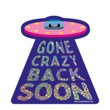 Glitter sticker UFO gone crazy back soon-Stickers-Studio Inktvis-Studio Inktvis