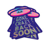 Glitter sticker UFO gone crazy back soon-Stickers-Studio Inktvis-Studio Inktvis