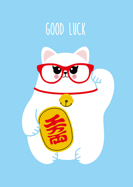 Good luck met maneki neko-Ansichtkaarten-Studio Inktvis-Studio Inktvis