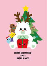 Kerstkaart care bear merry everything and a happy always-Ansichtkaarten-Studio Inktvis-Studio Inktvis