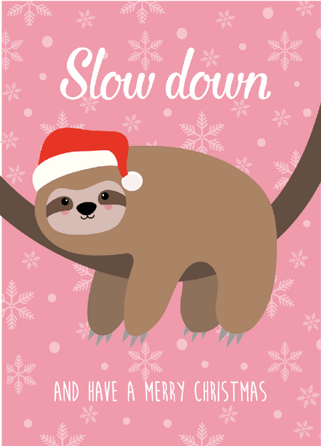 Kerstkaart slow down luiaard-Ansichtkaarten-Studio Inktvis-Studio Inktvis