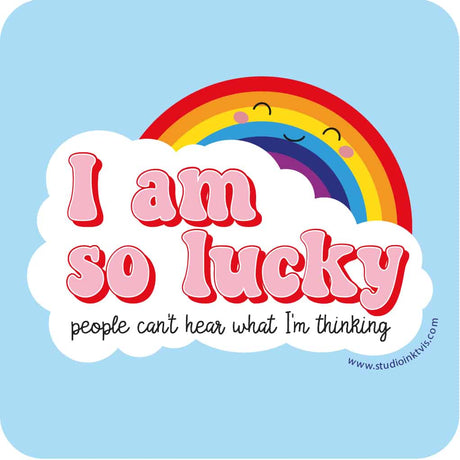 Onderzetter I am so lucky regenboog-Studio Inktvis-Studio Inktvis