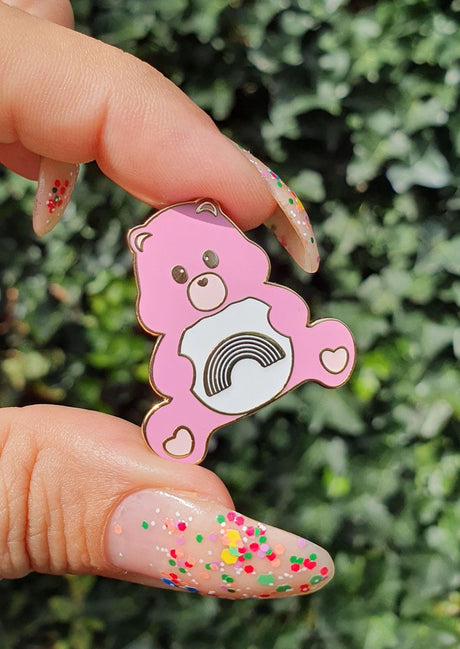 Pin Care Bear pink sending rainbows-Studio Inktvis-Studio Inktvis