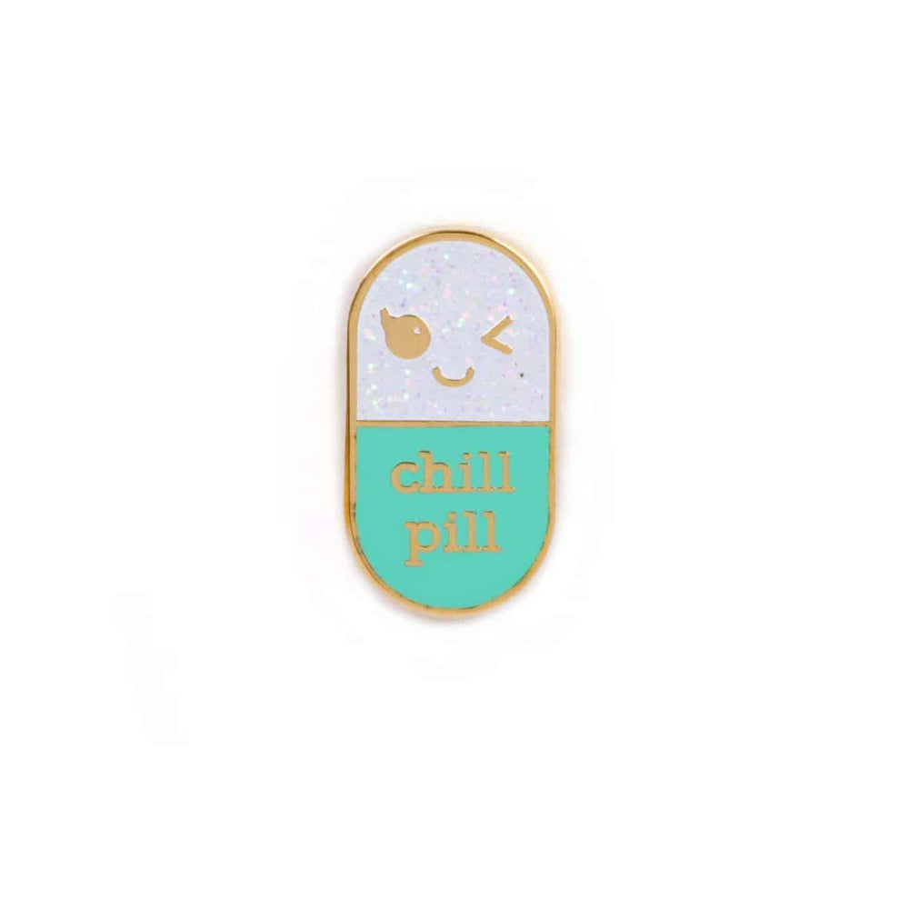 Pin Chill pill mint glitter-Studio Inktvis-Studio Inktvis