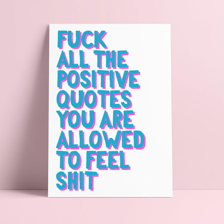 Riso print Fuck all the positive quotes-Ansichtkaarten-Fun Riso-Studio Inktvis