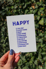 Riso print Happy you day, birthday, whatever-Ansichtkaarten-Fun Riso-Studio Inktvis