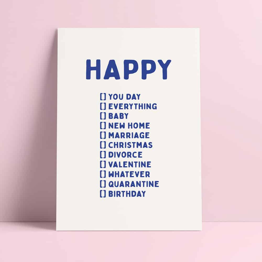 Riso print Happy you day, birthday, whatever-Ansichtkaarten-Fun Riso-Studio Inktvis