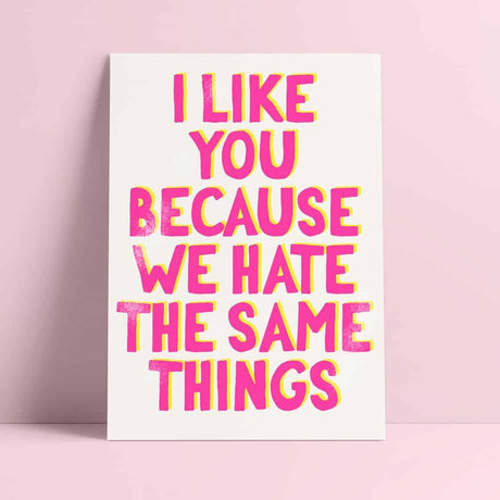 Riso print I like you because we hate the same things-Ansichtkaarten-Fun Riso-Studio Inktvis