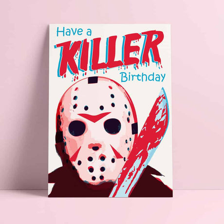 Riso print Jason friday the 13th have a killer birthday-Ansichtkaarten-Fun Riso-Studio Inktvis