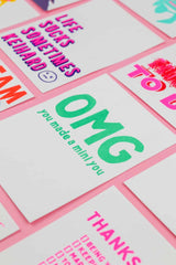 Riso print Omg you made a mini you groen-Ansichtkaarten-Fun Riso-Studio Inktvis