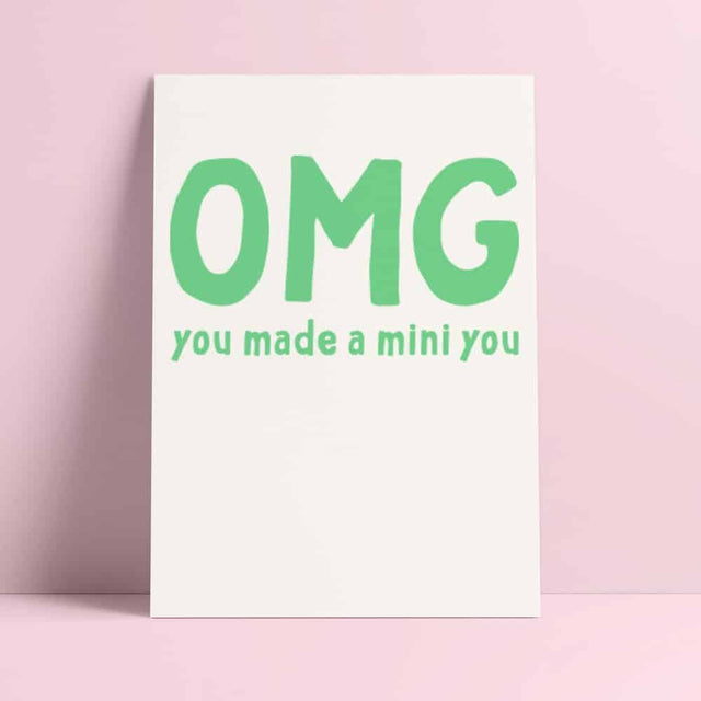 Riso print Omg you made a mini you groen-Ansichtkaarten-Fun Riso-Studio Inktvis