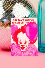 Riso print Pennywise you can't escape it-Ansichtkaarten-Fun Riso-Studio Inktvis