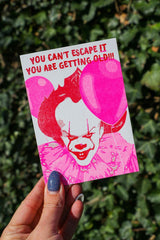 Riso print Pennywise you can't escape it-Ansichtkaarten-Fun Riso-Studio Inktvis