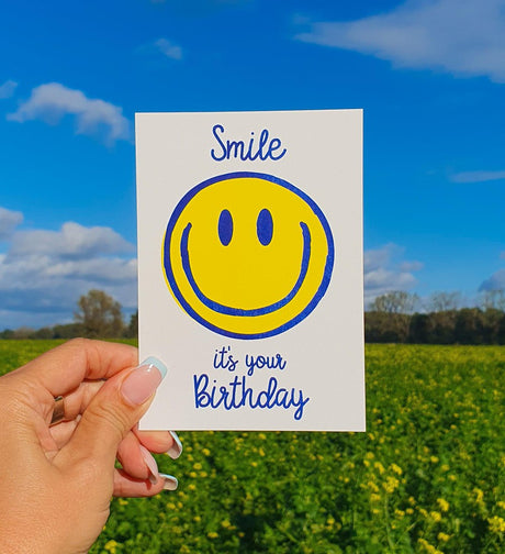 Riso print Smile it's your birthday-Ansichtkaarten-Fun Riso-Studio Inktvis