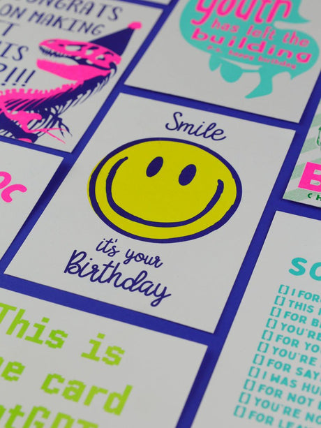 Riso print Smile it's your birthday-Ansichtkaarten-Fun Riso-Studio Inktvis