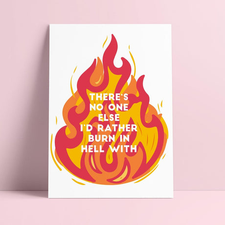 Riso print There's no one I rather burn in hell with-Ansichtkaarten-Fun Riso-Studio Inktvis