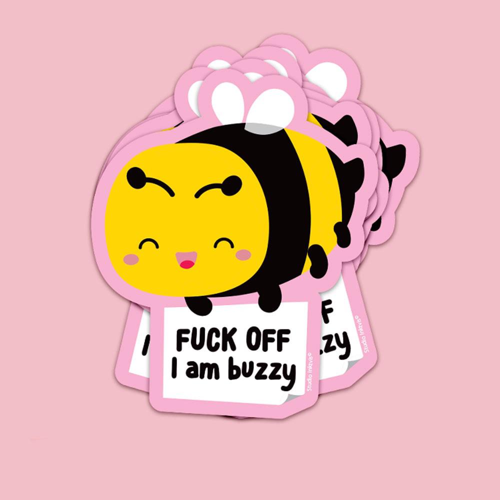 Sticker Bij Fuck off I am buzzy-Stickers-Studio Inktvis-Studio Inktvis