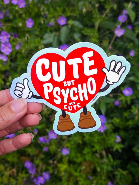 Sticker Cute but psycho but cute Hart-Stickers-Studio Inktvis-Studio Inktvis