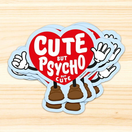 Sticker Cute but psycho but cute Hart-Stickers-Studio Inktvis-Studio Inktvis