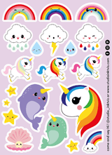 Stickervel Eenhoorn narwal regenboog-Stickers-Hip-Studio Inktvis