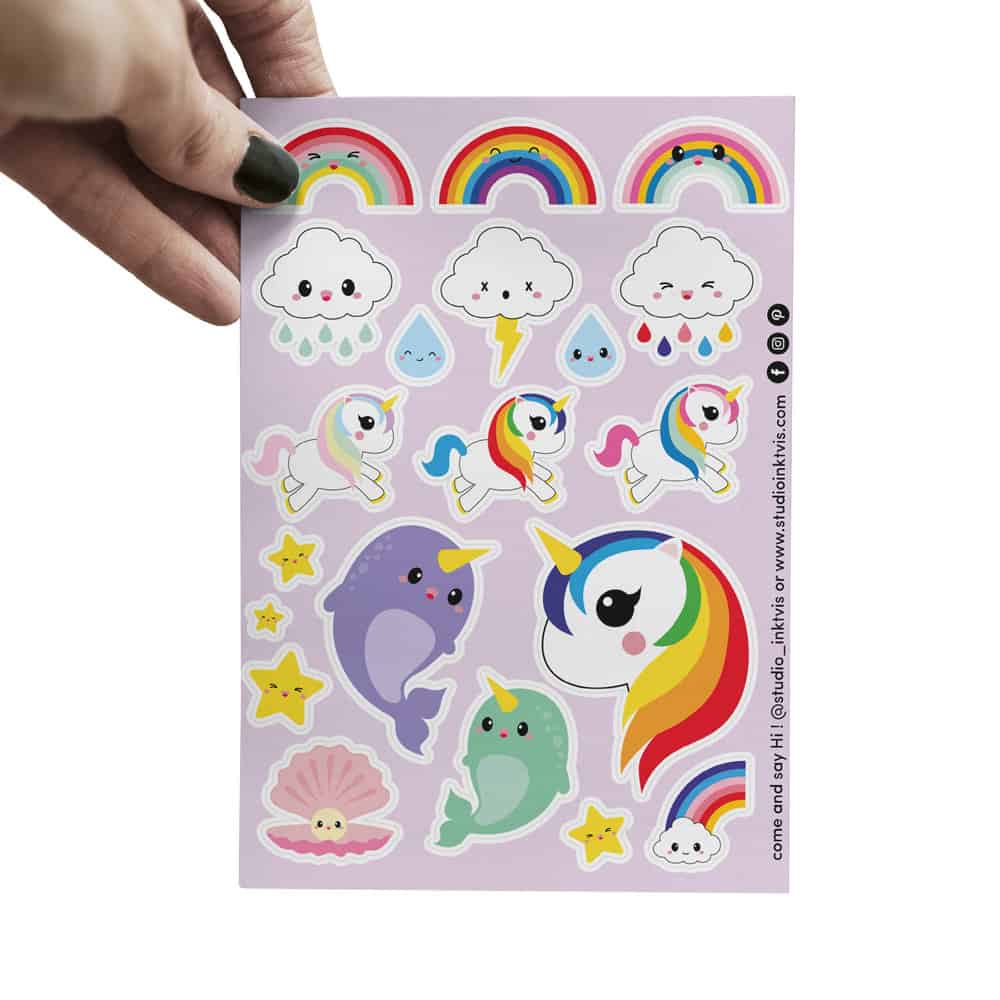 Stickervel Eenhoorn narwal regenboog-Stickers-Hip-Studio Inktvis