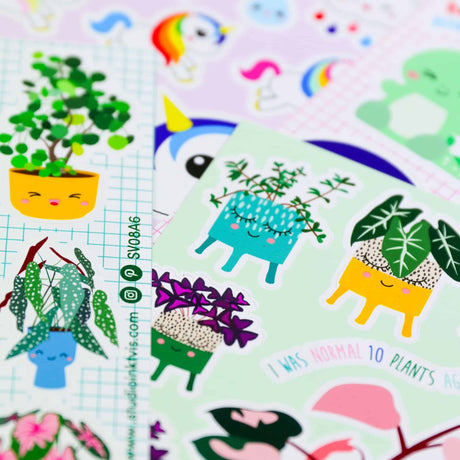 Stickervel Planten met o.a. Bananenplant , Calathea, Zaagcactus, Caladium-Stickers-Hip-Studio Inktvis