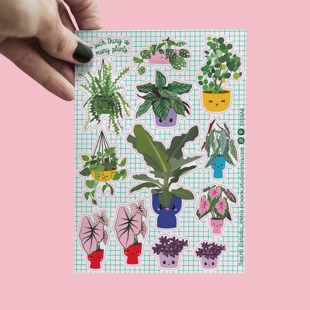 Stickervel Planten met o.a. Bananenplant , Calathea, Zaagcactus, Caladium-Stickers-Hip-Studio Inktvis