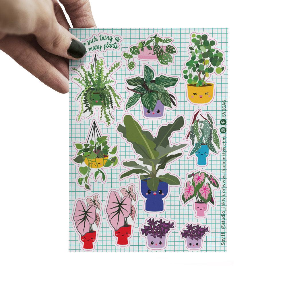 Stickervel Planten met o.a. Bananenplant , Calathea, Zaagcactus, Caladium-Stickers-Hip-Studio Inktvis