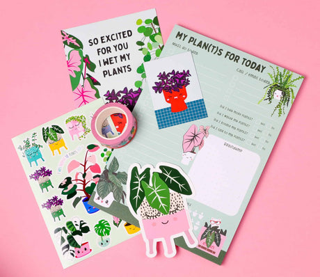 Stickervel Planten met Pink Princess, Monstera en Pilea-Stickers-Hip-Studio Inktvis