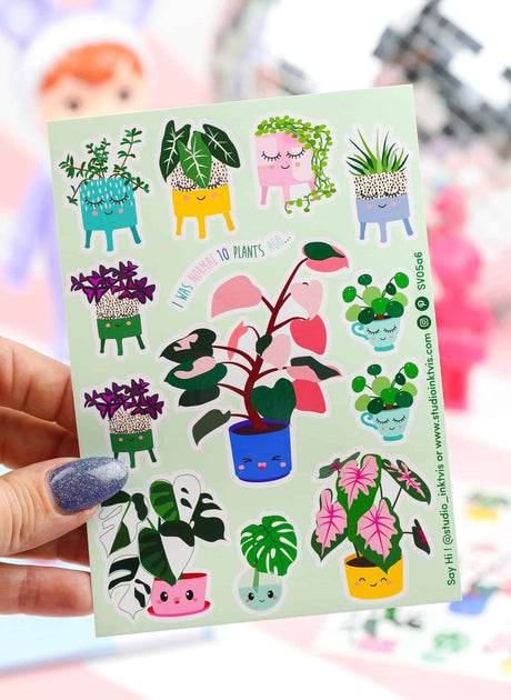 Stickervel Planten met Pink Princess, Monstera en Pilea-Stickers-Hip-Studio Inktvis