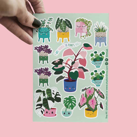 Stickervel Planten met Pink Princess, Monstera en Pilea-Stickers-Hip-Studio Inktvis