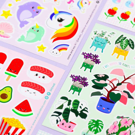 Stickervel Planten met Pink Princess, Monstera en Pilea-Stickers-Hip-Studio Inktvis