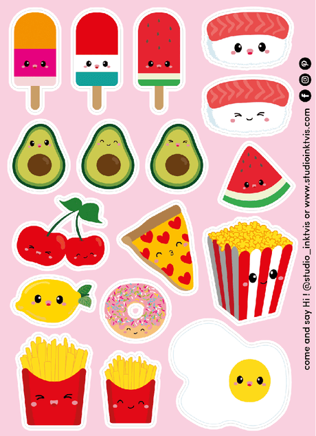 Stickervel Sushi fruit en fast food-Stickers-Hip-Studio Inktvis