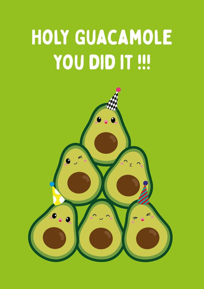 Wenskaart Avocado Holy Guacamole you did it-Studio Inktvis-Studio Inktvis