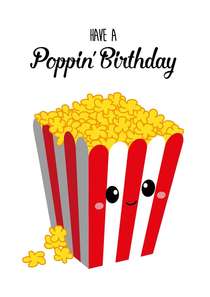 Wenskaart Have a poppin birthday popcorn-Studio Inktvis-Studio Inktvis