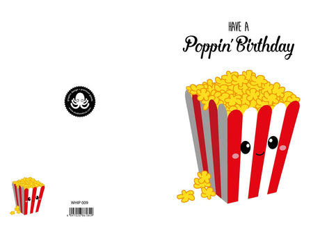 Wenskaart Have a poppin birthday popcorn-Studio Inktvis-Studio Inktvis