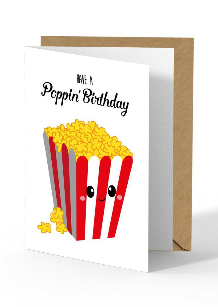 Wenskaart Have a poppin birthday popcorn-Studio Inktvis-Studio Inktvis