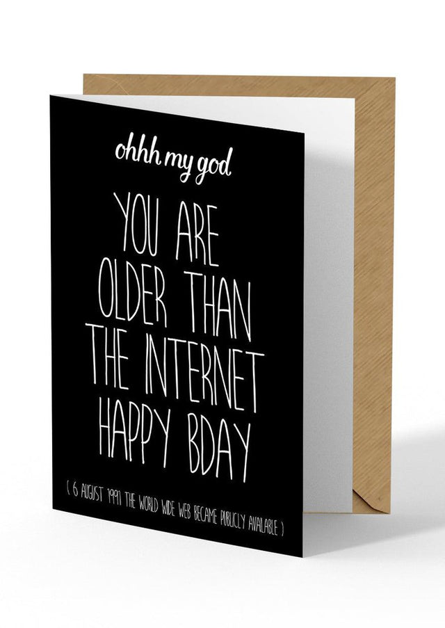 Wenskaart You are older than the internet zwart-Studio Inktvis-Studio Inktvis