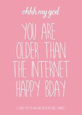 You are older than the internet roze-Ansichtkaarten-Studio Inktvis-Studio Inktvis